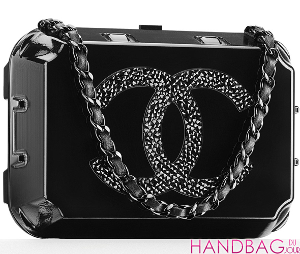 Chanel Plexiglas jewelry box minaudiere embellished with a strassed CC signature