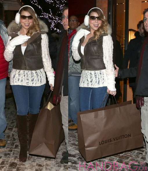 Mariah Carey Christmas shopping at Louis Vuitton in Aspen