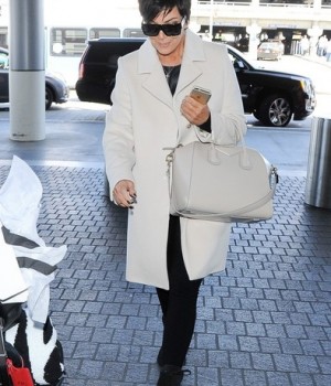 Kris Jenner with Givenchy Atigona Bag at LAX