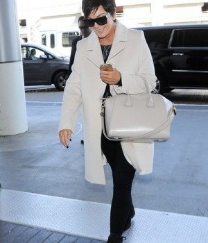 Kris Jenner with Givenchy Atigona Bag at LAX
