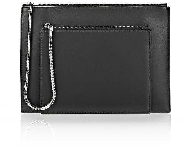 Alexander Wang Chastity Double Flat Pouch in Smooth Black With Rhodium ($425)
