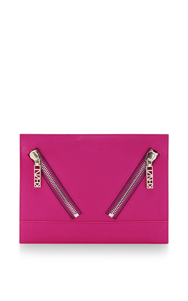 Kenzo Zip-Detail Leather Clutch in Pink ($325)
