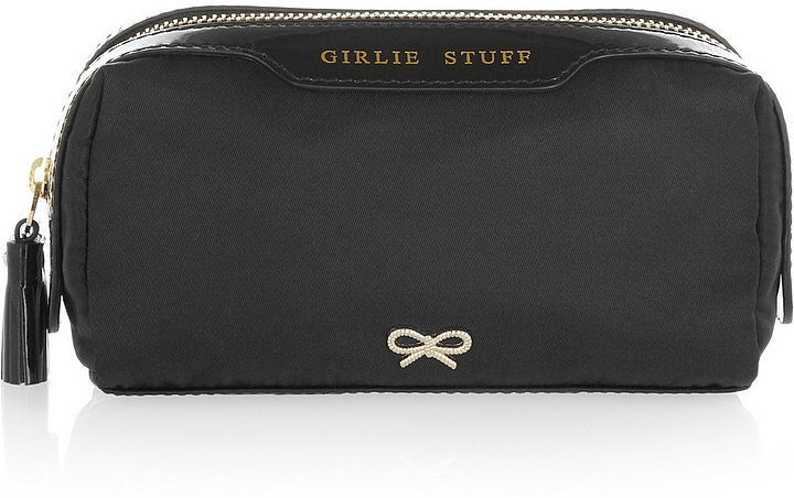 Anya Hindmarch Girlie Stuff Patent Leather-Trimmed Cosmetics Case ($175)
