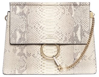 'Faye' medium python panel leather shoulder bag