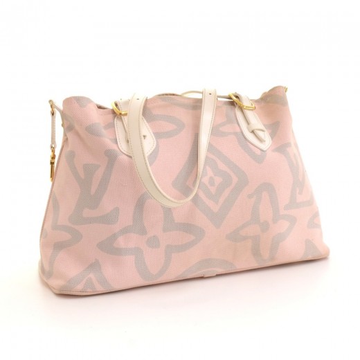 Louis Vuitton Tahitienne Cabas White Leather Pink Tote Bag