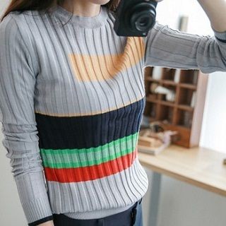 demavie - Color-Block Knit Top
