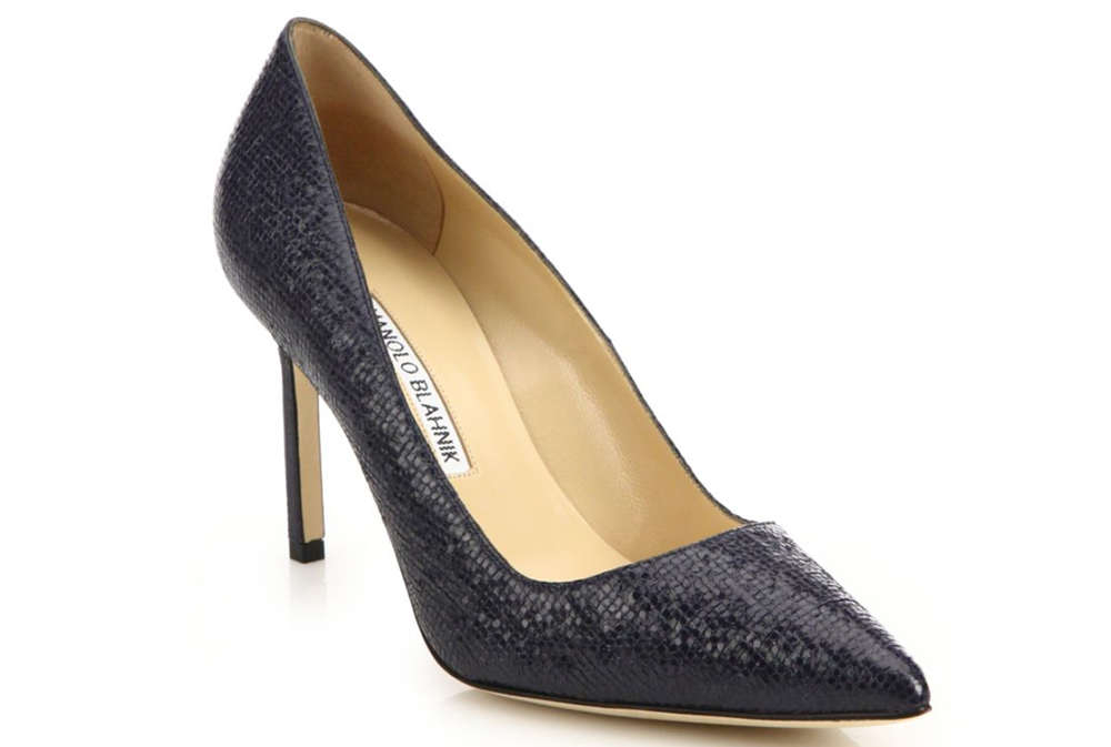 5 in Embossed Patent Leather Pumps via Saks.