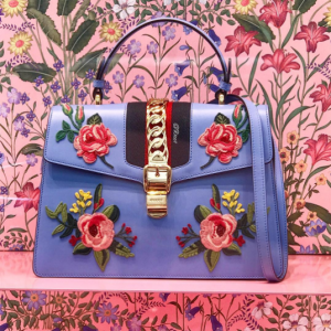 Gucci Sylvie Floral Embroidered Leather Top-Handle Satchel Bag 