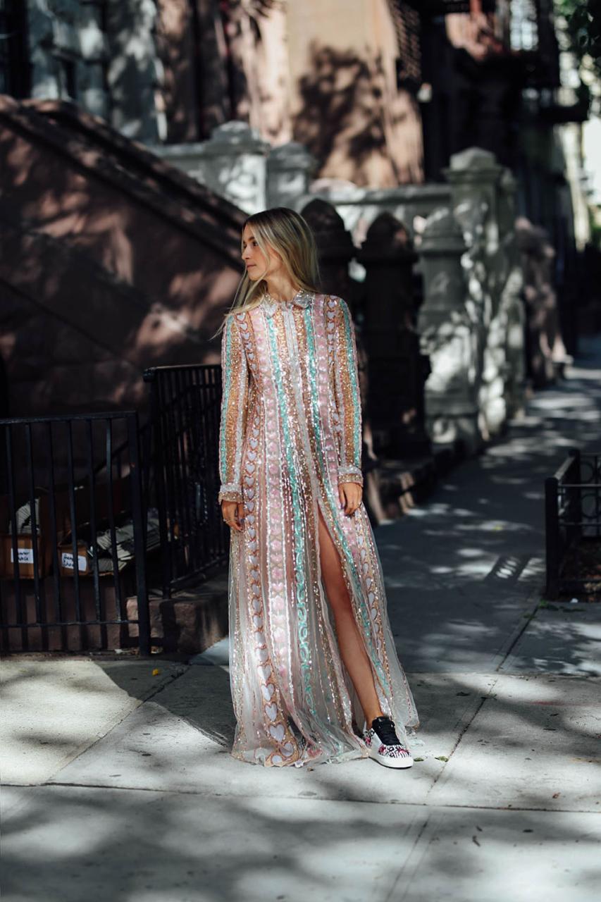 Thefashionguitar Charlotte Groeneveld wearing Valentino Pre-Fall 2017 dress and sneakers