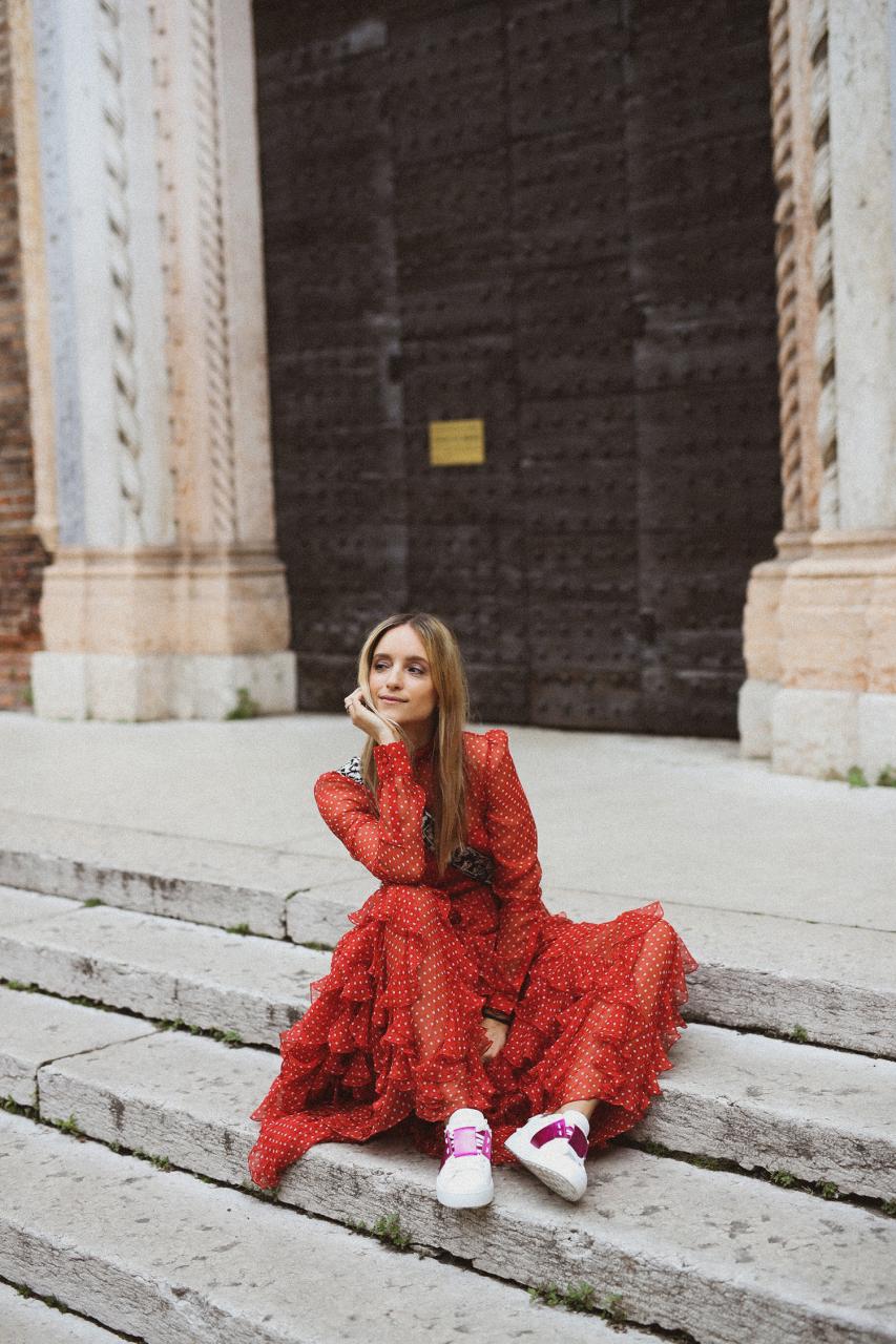 Charlotte Groeneveld in Valentino Pre-Fall 2018 dress for Thefashionguitar