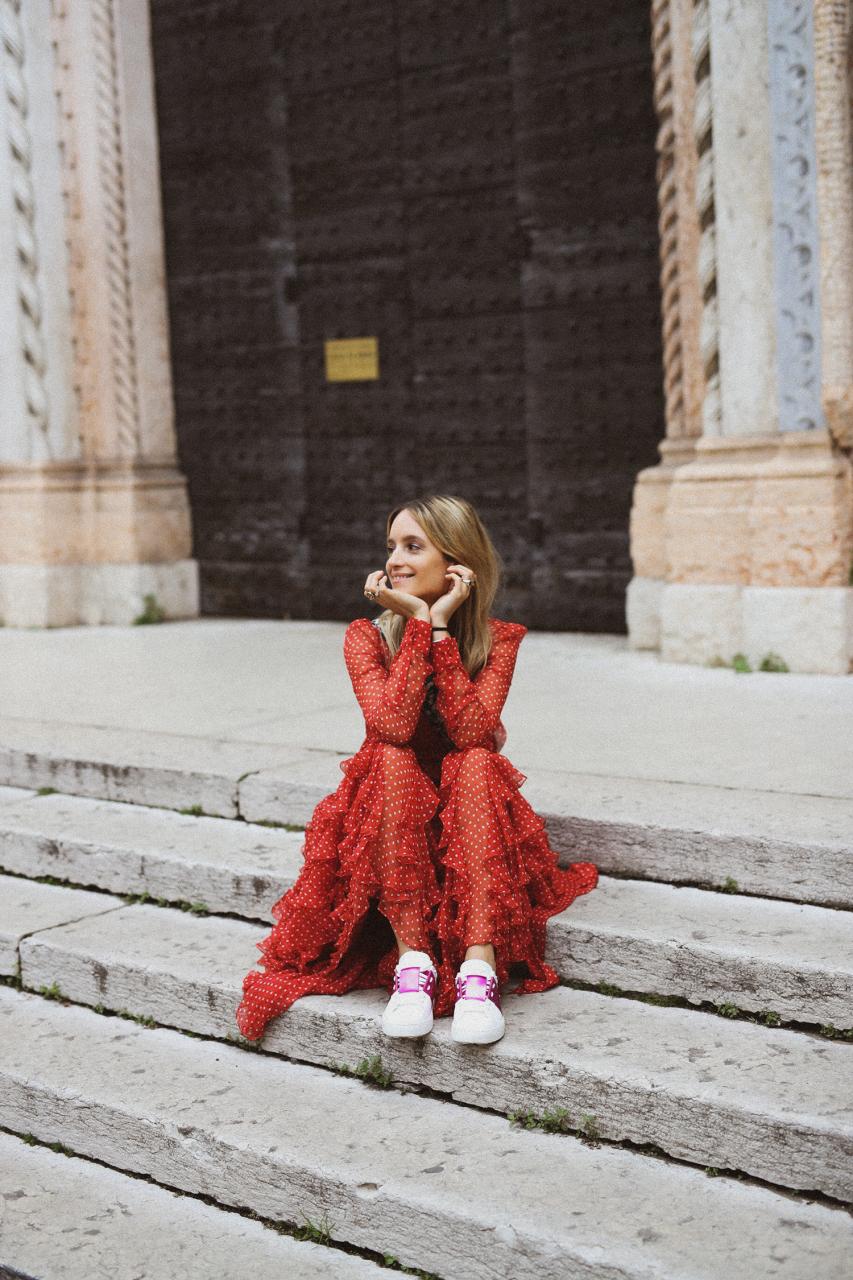 Charlotte Groeneveld in Valentino Pre-Fall 2018 dress for Thefashionguitar