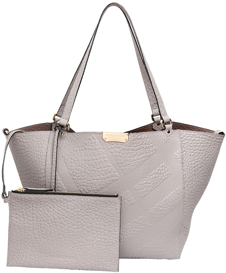 Burberry Canterbury Leather  Embossed Tote Bag grey