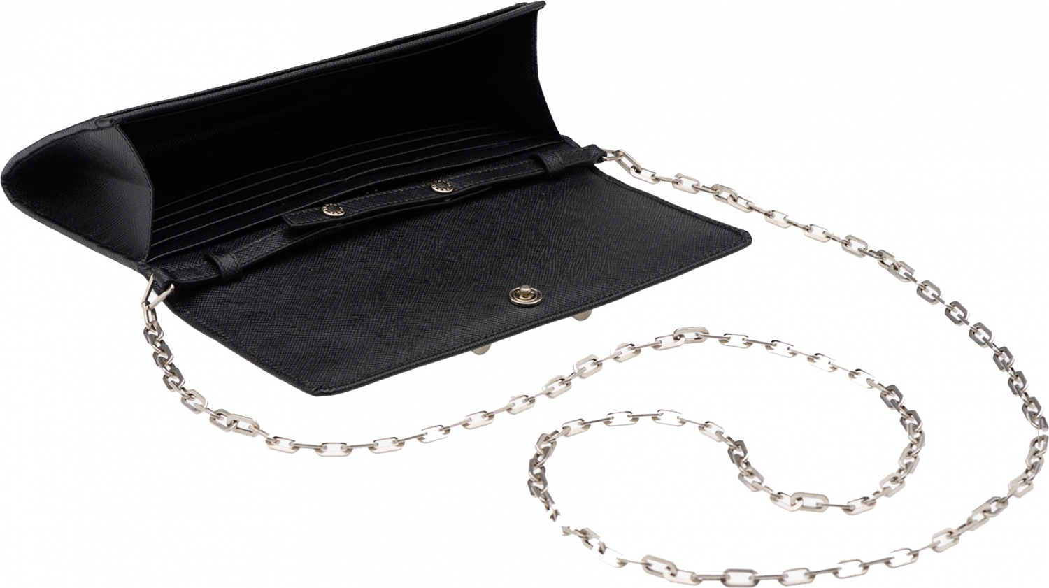 Prada Saffiano Lock Leather Flap Wallet on Chain