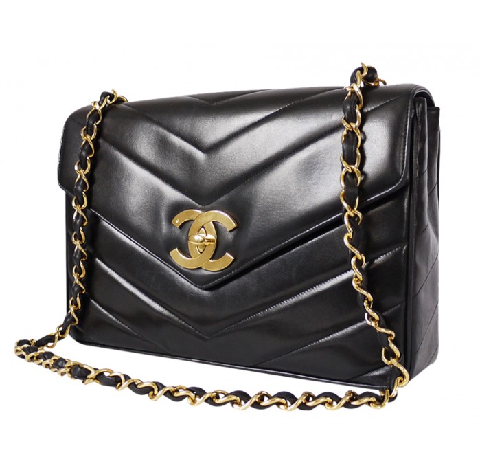 Chanel Vintage Chevron Quilted Flap Bag
