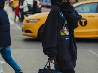 Charlotte Groeneveld in New York wearing Balenciaga and a Delvaux bag